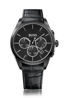 BOSS - Onyx, Leather Chronograph Watch 