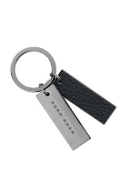 'HAK609' | Chrome Brass Key Ring, Khaki