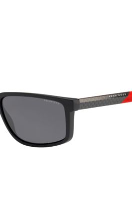 BOSS - Rectangular Black Lens Carbon Fiber Sunglasses | BOSS 0833S