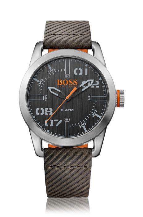 Limited Opmuntring offentliggøre BOSS - Oslo, Ribbed Leather Watch | 1513417