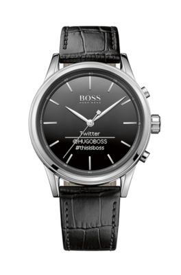 '1513450' |  Leather Croc-Embossed Stainless Steel Smart Watch, Assorted-Pre-Pack