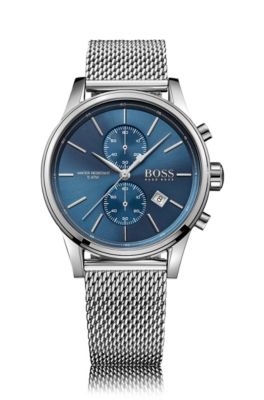 hugo boss mens jet silver mesh chronograph watch