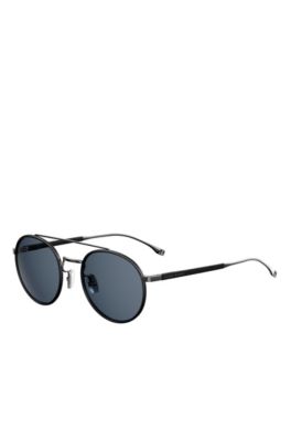 Black Lens Round Leather Wrapped Sunglasses | BOSS 0886S, Assorted-Pre-Pack