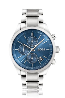 hugo boss silver and blue watch