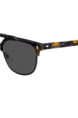 BOSS - Rubberised-Havana sunglasses with riveted hinges