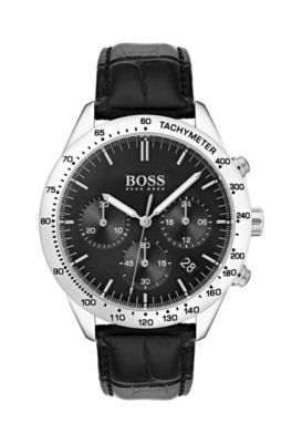 hugo boss black leather contemporary chronograph watch