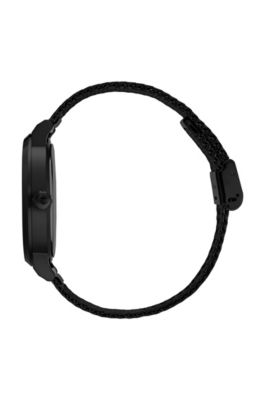 Black-plated stainless-steel watch with slimline bezel, Assorted-Pre-Pack