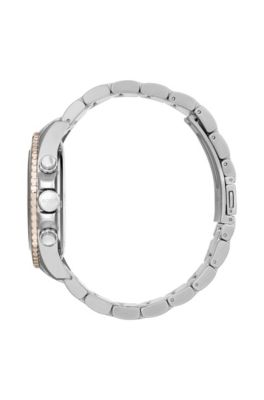 Two-tone chronograph watch with contrast rotating bezel, Assorted-Pre-Pack