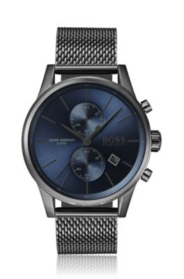hugo boss mens jet silver mesh chronograph watch