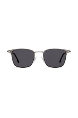 Vintage-inspired sunglasses in matte steel with tubular temples, Assorted-Pre-Pack