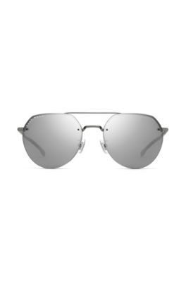 Double-bridge sunglasses in titanium with tubular temples, Assorted-Pre-Pack