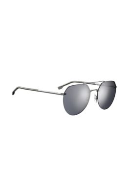 Double-bridge sunglasses in titanium with tubular temples, Assorted-Pre-Pack