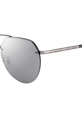 Double-bridge sunglasses in titanium with tubular temples, Assorted-Pre-Pack