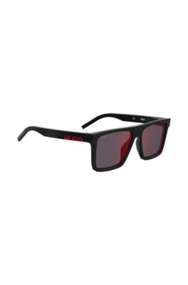 Hugo Black-acetate Sunglasses With Cut Logo In Assorted-pre-pack