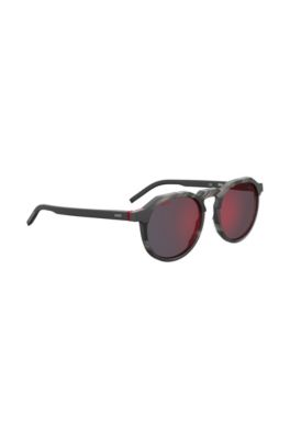 Sunglasses in grey-horn acetate with mirrored lenses, Assorted-Pre-Pack