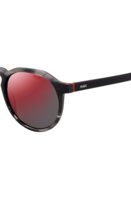 Sunglasses in grey-horn acetate with mirrored lenses, Assorted-Pre-Pack