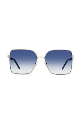 Sunglasses with gradient blue lenses and cropped logo, Assorted-Pre-Pack
