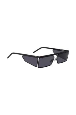 Rectangular sunglasses in black with tonal spoilers, Assorted-Pre-Pack