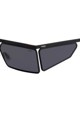 Rectangular sunglasses in black with tonal spoilers, Assorted-Pre-Pack