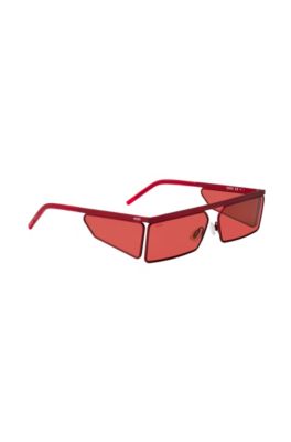 Rectangular sunglasses in red with tonal spoilers, Assorted-Pre-Pack