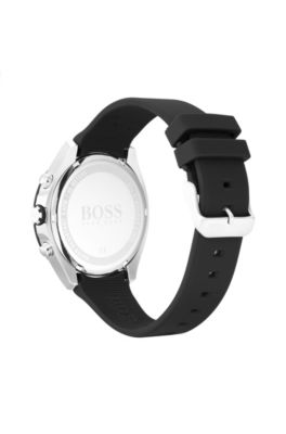 Chronograph watch with textured dial and branded silicone strap, Assorted-Pre-Pack