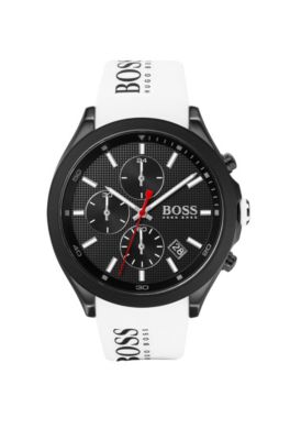 Logo-strap watch with black plating, Assorted-Pre-Pack