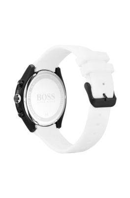 Logo-strap watch with black plating, Assorted-Pre-Pack