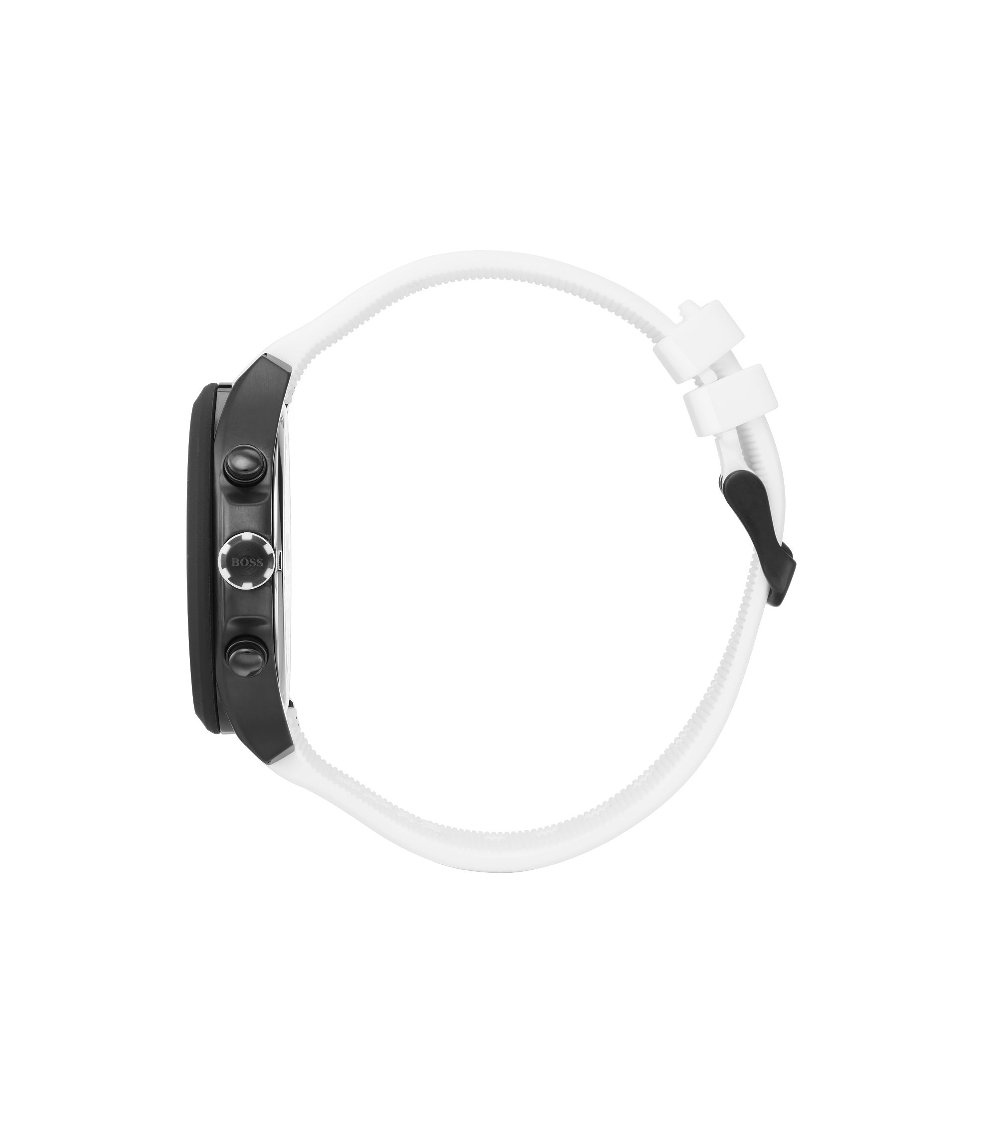 BOSS - Black-plated chronograph watch with white logo strap BOSS - Black-plated chronograph watch with white logo strap