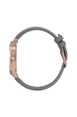 Carnation-gold-effect watch with reverse-logo dial, Assorted-Pre-Pack