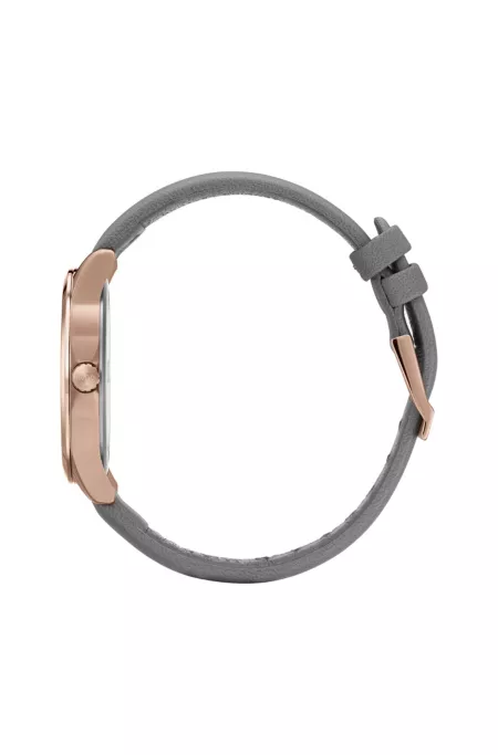 Carnation-gold-effect watch with reverse-logo dial