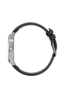 Leather-strap watch with embossed-dot reverse-logo dial, Assorted-Pre-Pack