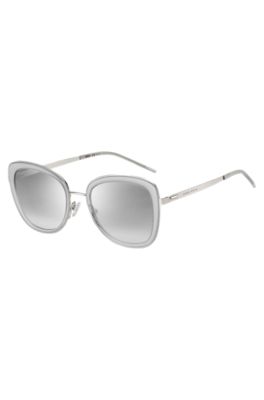 Hugo Boss Translucent-acetate Sunglasses With Steel Temples Women's Eyewear In Gray