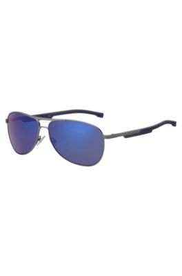 Hugo Boss Sporty Metal Sunglasses With Blue Accents Men's Eyewear