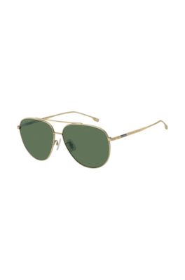 Hugo Boss - Lightweight Sunglasses With Gold Tone Frames And Green Lenses |