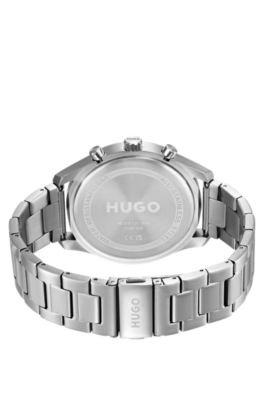 Link-bracelet watch with knurling-textured dial, Assorted-Pre-Pack