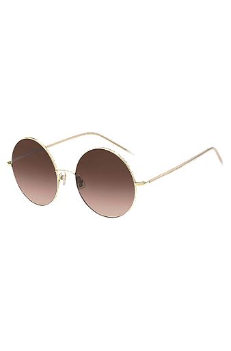 Round sunglasses in gold-tone titanium, Assorted-Pre-Pack