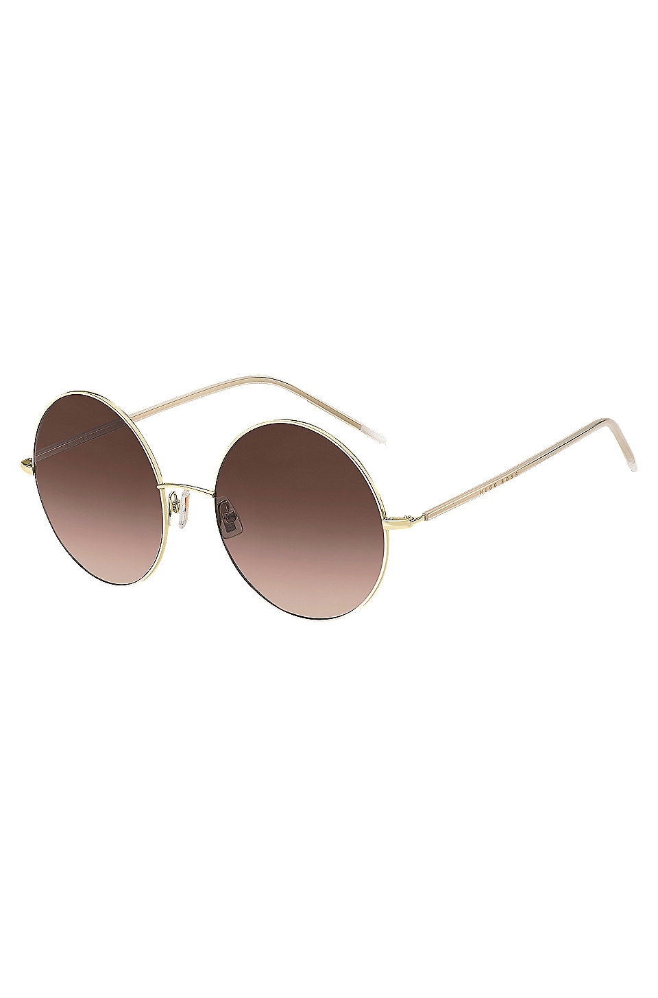 BOSS - Round sunglasses in gold-tone titanium