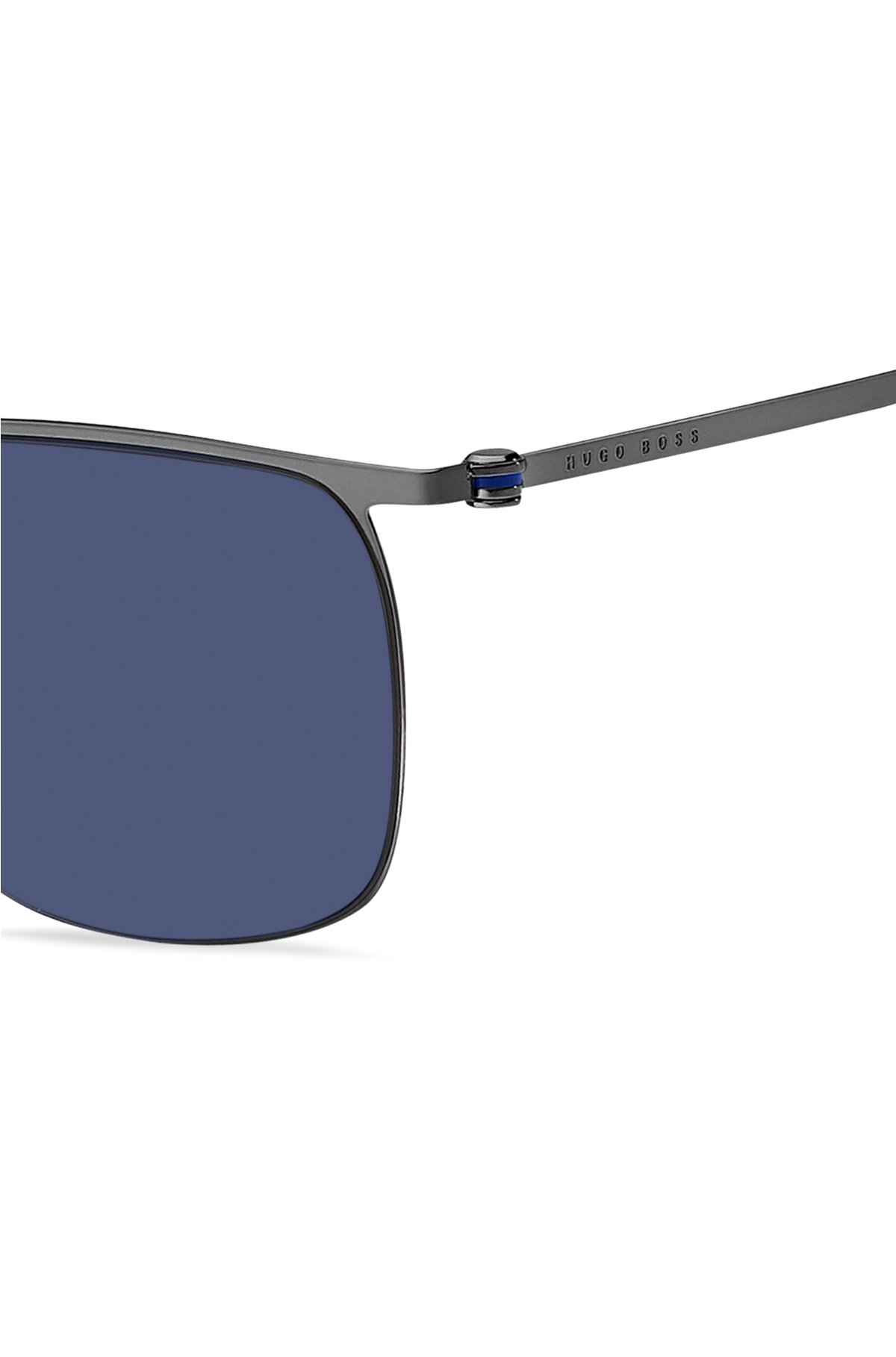 BOSS - Steel sunglasses with blue lenses and sleeves