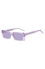 Purple-acetate sunglasses with contrast logos, Assorted-Pre-Pack