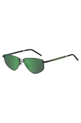 Hugo Double-bridge Sunglasses With Green Lenses Men's Eyewear