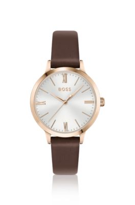 Hugo Boss Leather-strap Watch With Silver-white Dial Women's Watches In Assorted-pre-pack