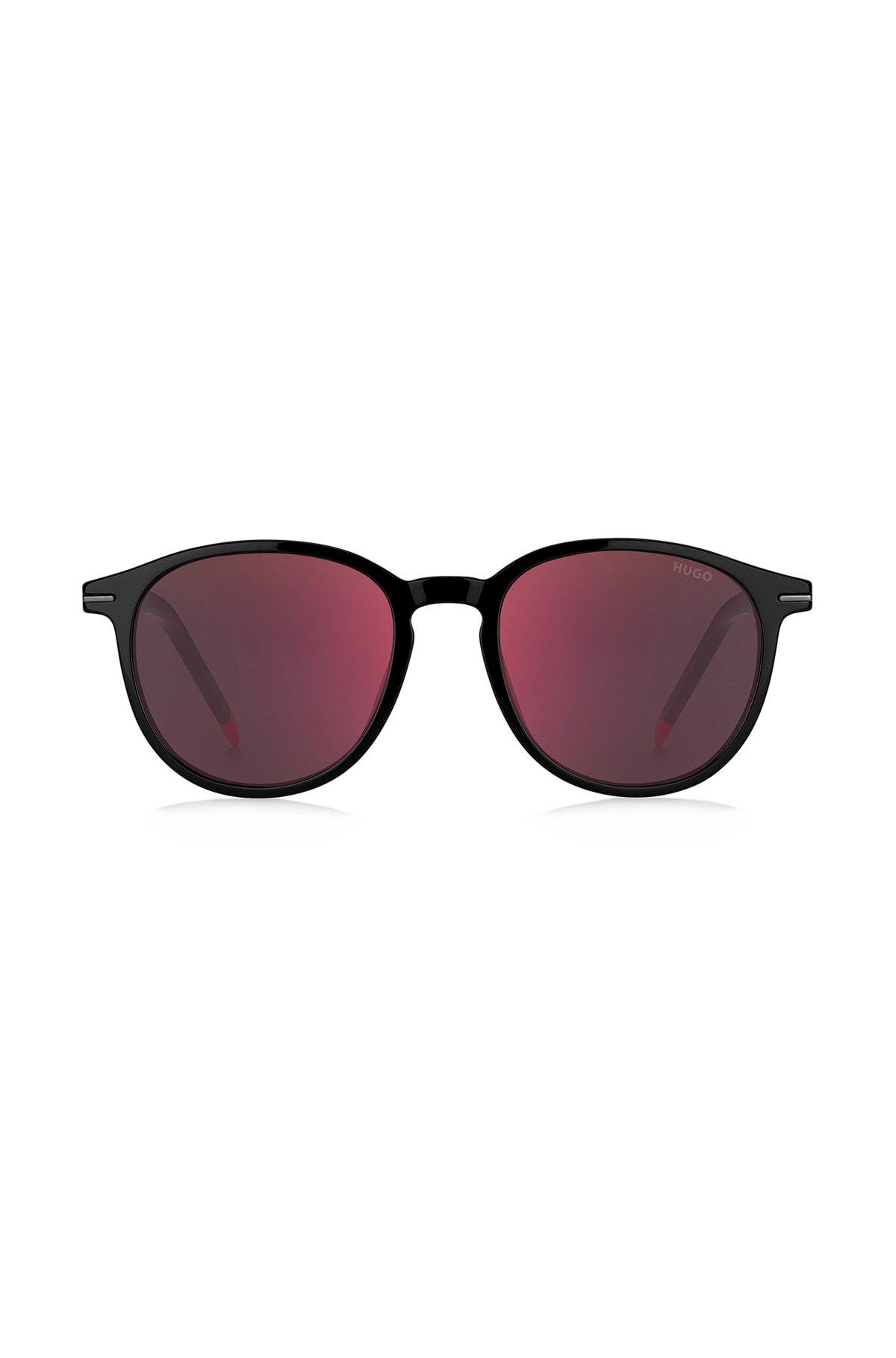 HUGO - Round sunglasses in black acetate with red details