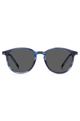 Hugo Blue-havana Sunglasses In Full Acetate Men's Eyewear