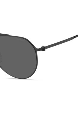 Double-bridge sunglasses in stainless steel with lasered branding, Assorted-Pre-Pack