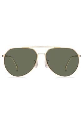 Hugo Boss Double-bridge Sunglasses In Gold-tone Metal Men's Eyewear