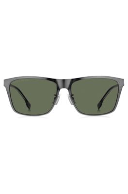 Hugo Boss Grey-metal Sunglasses With Logo Detail Men's Eyewear In Gray