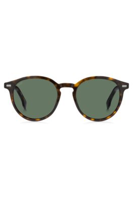 Hugo Boss Havana-acetate Sunglasses With Logo Detail Men's Eyewear In Multi