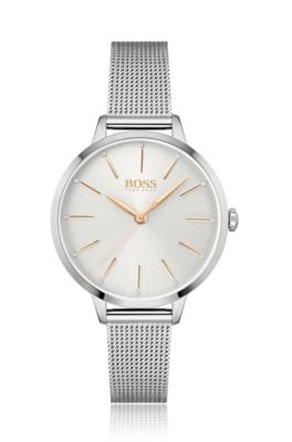 Hugo Boss Mesh-bracelet Watch With Crystal-studded Silver-white Dial Women's Watches In Assorted-pre-pack