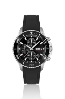 Hugo Boss Silicone-strap Chronograph Watch With Black Dial Men's Watches In Assorted-pre-pack