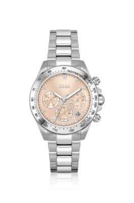 Link-bracelet multi-functional watch with pink dial, Assorted-Pre-Pack